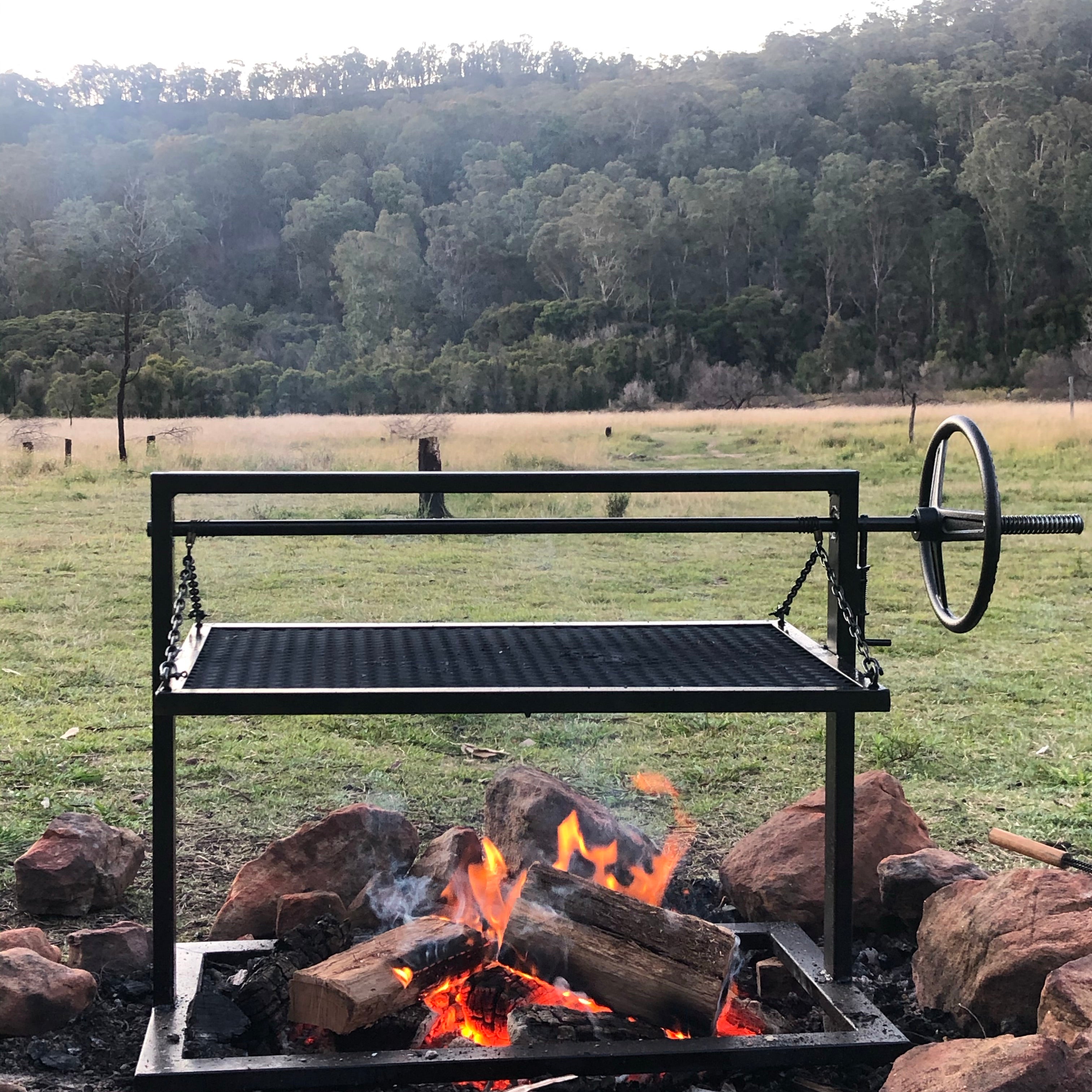 Portable charcoal parrilla BBQ perfect for fire pits and camping